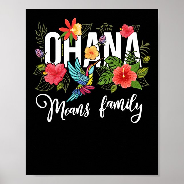 Affiche Ohana Moyenne Famille Hawaii Hibiscus Fleur les an (Devant)