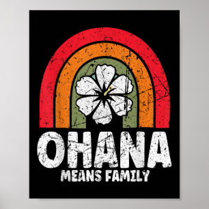 Affiche Ohana Signifie Famille Hawaï Été Palmiers Plage