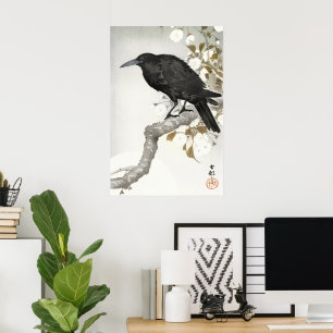 Affiche Ohara Koson Corbeau sur Branche de Fleur de Cerisi