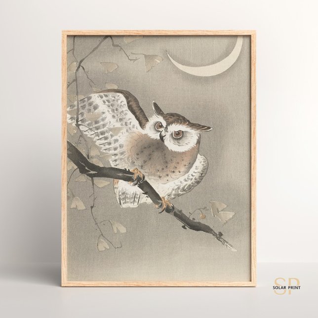 Affiche Ohara Koson Owl Sous Crescent Moon (Créateur téléchargé)