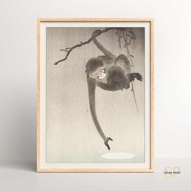 Affiche Ohara Koson singe et lune Art asiatique japonais (Créateur téléchargé)