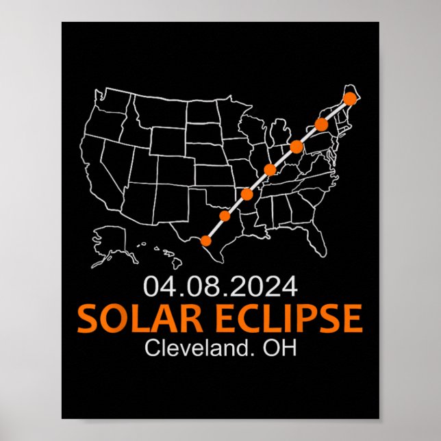 Affiche Ohio 2024 Total Éclipse Solaire (Devant)