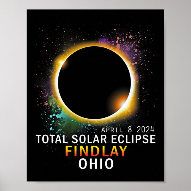 Affiche Ohio Total Éclipse Solaire 8 avril 2024 (Devant)
