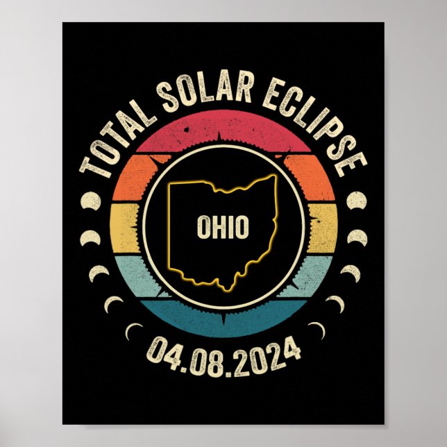 Affiche Ohio Total Solar Eclipse 2024 American Totality Ap (Devant)