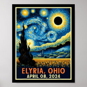 Affiche Ohio Total Solar Eclipse 2024 Starry Night Van Gog