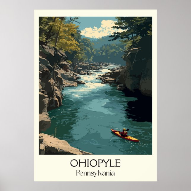 Affiche Ohiopyle Pennsylvanie Vintage Whitewater River Art (Devant)