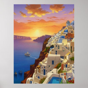 Affiche Oia, Santorin, Grèce Art