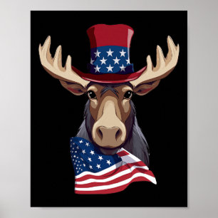Affiche Oie avec drapeau américain patriotique Indépendanc