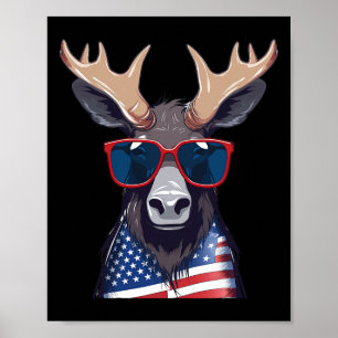 Affiche Oie avec drapeau américain patriotique Indépendanc