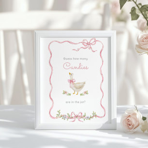 Affiche Oie bête Combien de bonbons baby shower jeu