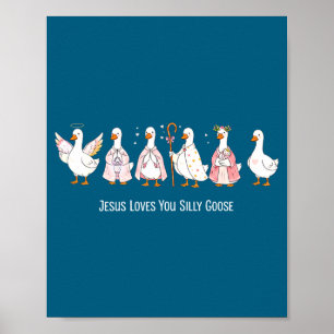 Affiche oie chrétienne jésus aime l'oie sotte religieuse