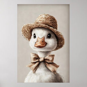 Affiche Oie de Pâques dans un chapeau avec un nœud imprimé