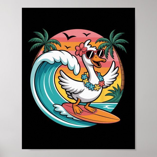 Affiche Oie de surf Rétro Hawaïen Été Vibes Plage De (Devant)