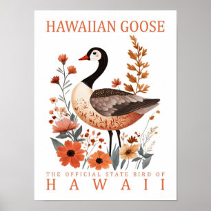 Affiche Oie d'Hawaï Oiseau d'Hawaï États-Unis Voyage