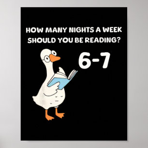 Affiche Oie drôle lisant 67 Six Sept Mème Professeur Livre