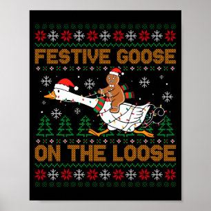 Affiche Oie festive en liberté drôle pain d'épice laid