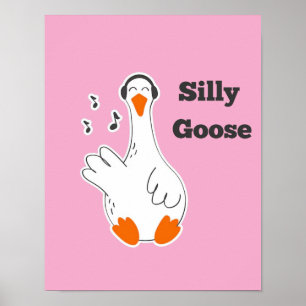 Affiche Oie idiote, Oie drôle, Amoureux des oies