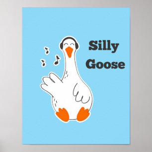 Affiche Oie idiote, Oie drôle, Amoureux des oies