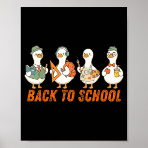 Affiche Oie idiote retour à l'école enseignant élève oie