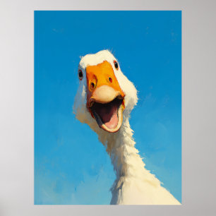 Affiche Oie joyeuse sous un ciel bleu