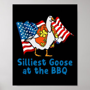 Affiche Oie La Plus Silliest À L'Animal Drapeau Américain 