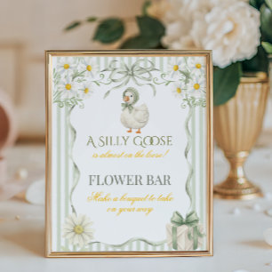 Affiche Oie Ridicule Bar de Fleurs pour Baby Shower Vert