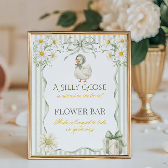 Affiche Oie Ridicule  Bar de Fleurs pour Baby Shower Vert  (Créateur téléchargé)
