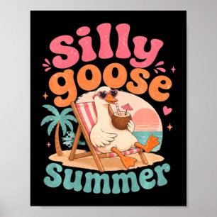 Affiche Oie Silencieuse Été Mignon Plage Oie Relaxante