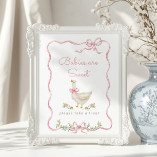 Affiche Oie sotte Arc rose Les bébés sont doux