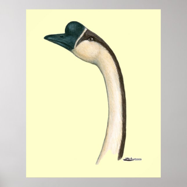 Affiche Oie : Tête chinoise Brown (Devant)