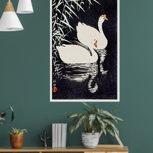 Affiche Oies chinoises blanches par Ohara Koson,