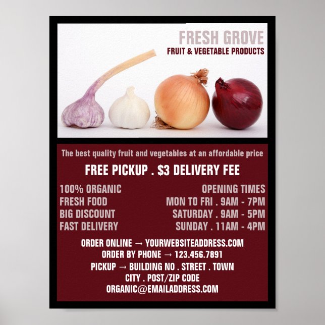 Affiche Oignons et ail, Greengrocers (Devant)