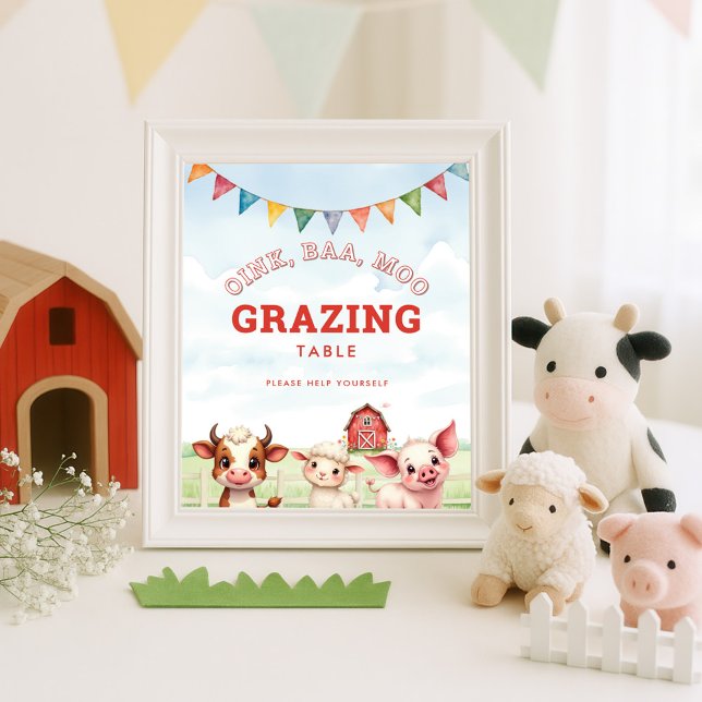 Affiche Oink Baa Moo Cute Agritourisme Animaux Panneau de  (Créateur téléchargé)