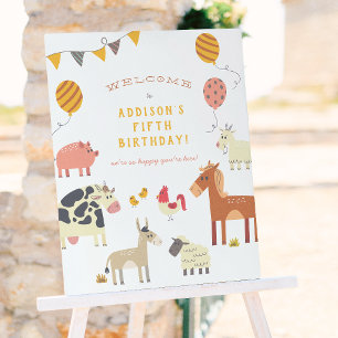 Affiche Oink Baa Quack Moo Animaux de ferme Anniversaire