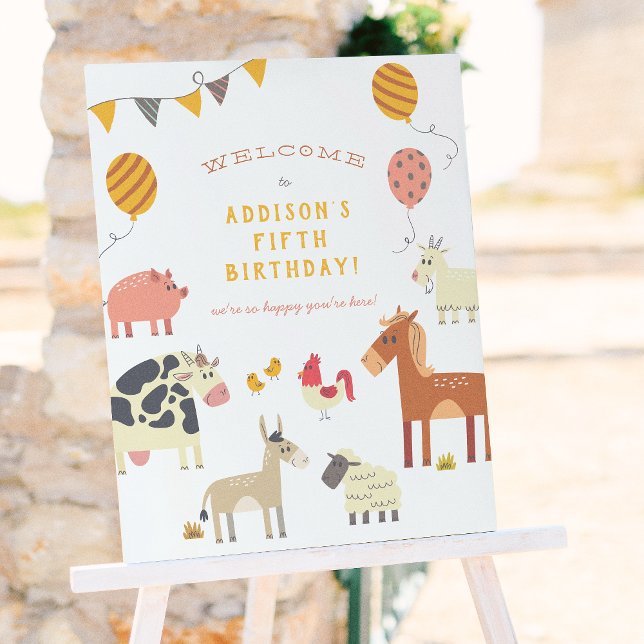 Affiche Oink Baa Quack Moo Animaux de ferme Anniversaire (Créateur téléchargé)