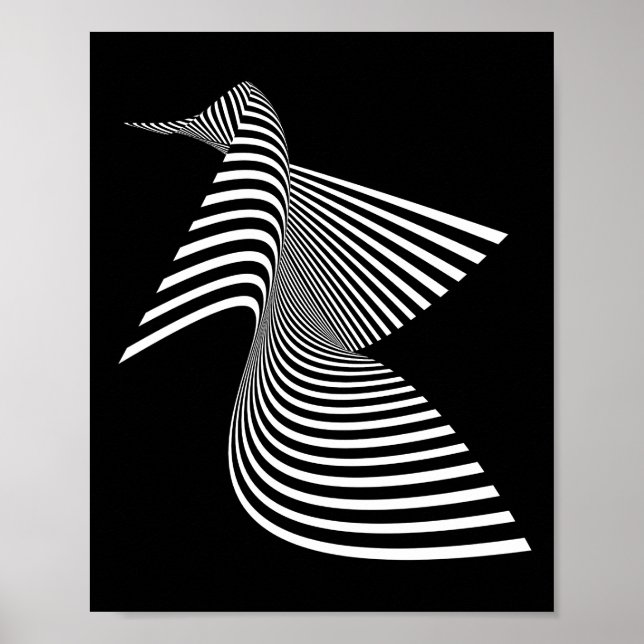 Affiche Oiseau Abstrait — Art optique (Devant)
