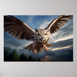 Affiche Oiseau animal de hibou Majestic Wilderness