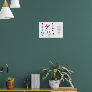 Affiche Oiseau Art Floral Colibri