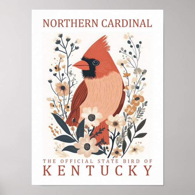 Affiche Oiseau cardinal du nord du Kentucky USA Travel (Devant)