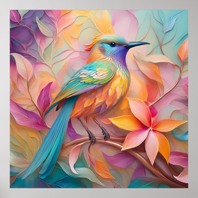 Affiche Oiseau-chanteur à gorge violette Imaginaire (Devant)