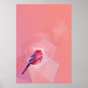 Affiche Oiseau Chanteur Rose Dans Abstrait