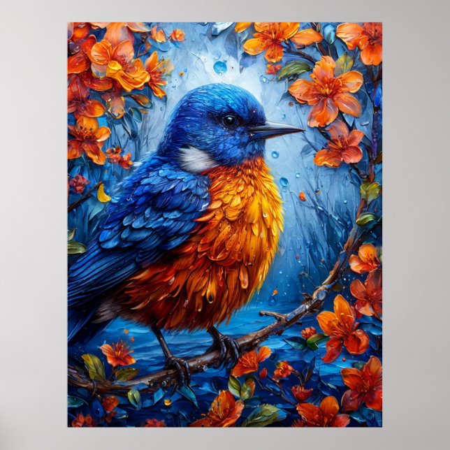 Affiche Oiseau coloré (Devant)