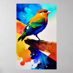 Affiche Oiseau couleur aquarelle