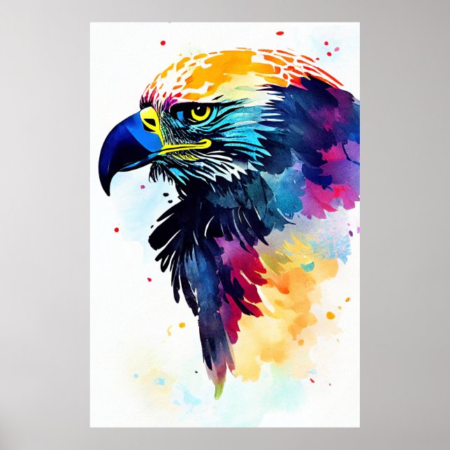 Affiche Oiseau d'aigle Nature sauvage Couleur d'animal Pei (Devant)