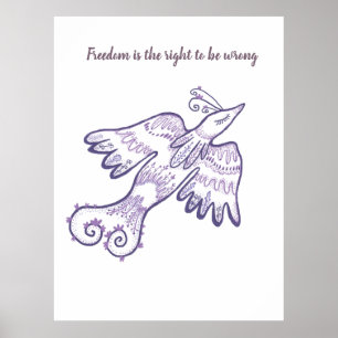 Affiche oiseau d'art de ligne de motivation