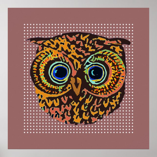 Affiche oiseau de chouette décoratif (Devant)