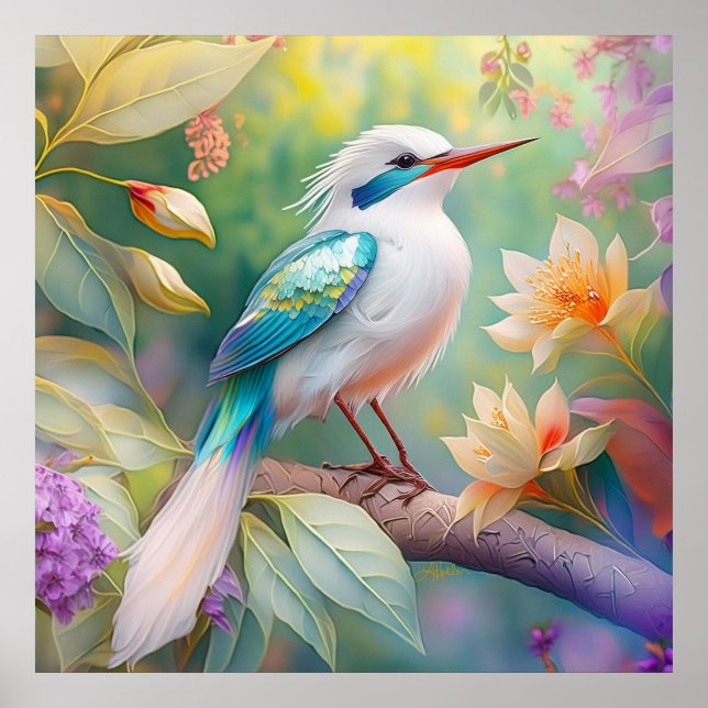 Affiche Oiseau de fantaisie à aile de sarcelle iridescente (Devant)