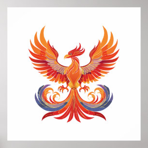 Affiche Oiseau de feu mythologique fantastique lumineux