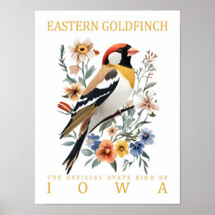 Affiche Oiseau de Goldfinch oriental Iowa USA Travel