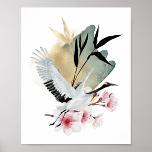 Affiche Oiseau de grue Artiste japonais